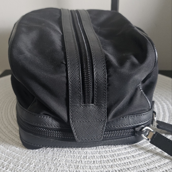 Prada Black Nylon Toiletry Bag with Logo Plaque - Picture 5 of 16